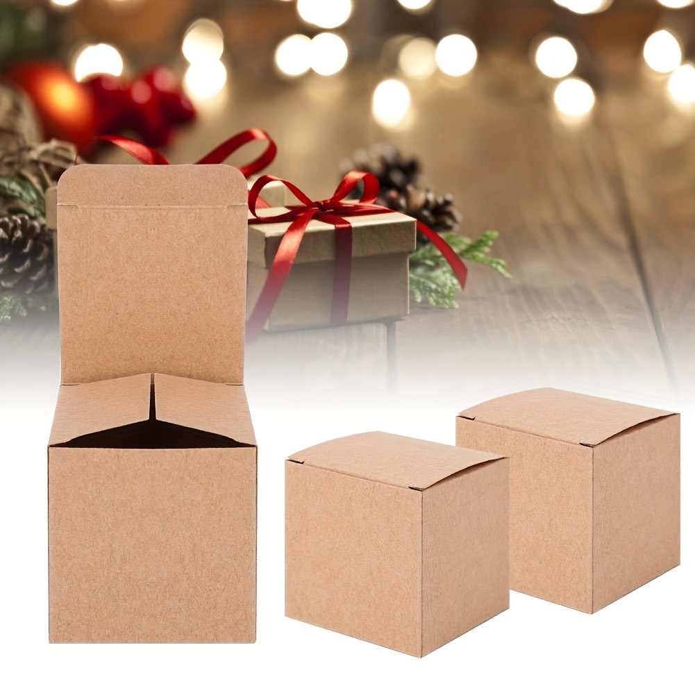 

50pcs, Kraft Paper Gift Boxes, 7.5x7.5x7.5cm, Candy Gift Boxes, Vintage Brown Diy Cardboard Folding Box, Packaging Box For Parties, Birthdays, Weddings, Christenings, Events