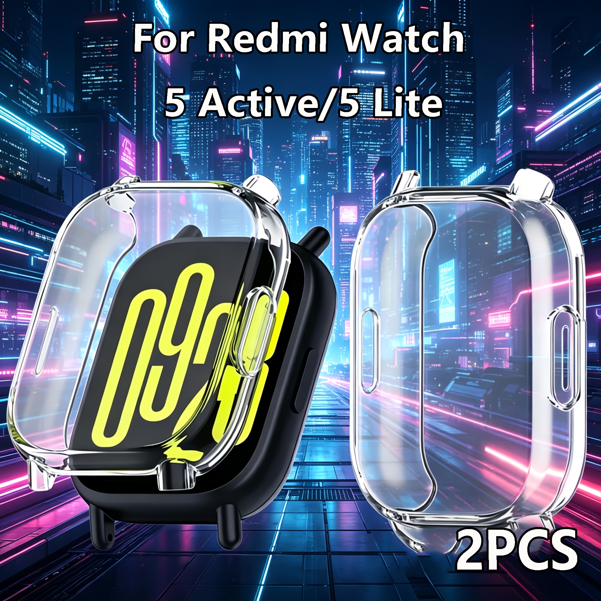 TEMU de 2 piezas para Redmi Watch 5 Active/5 protector de pantalla, carcasa de TPU a prueba de golpes compatible con reloj inteligente, cubierta