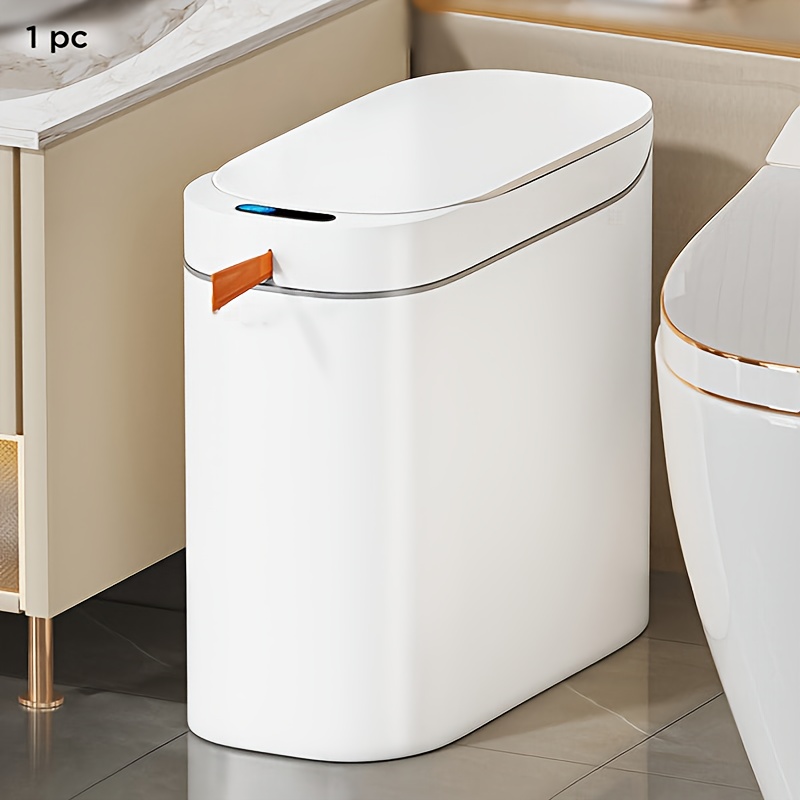 

Joybos® Bathroom Trash Can Automatic 3.5 Gallon Garbage Can - Touchless Golden Trash Can With Lid, Small Plastic Slim Waste Basket For Bedroom, Office, Living Room, Toilet, Laundry, Dormitory