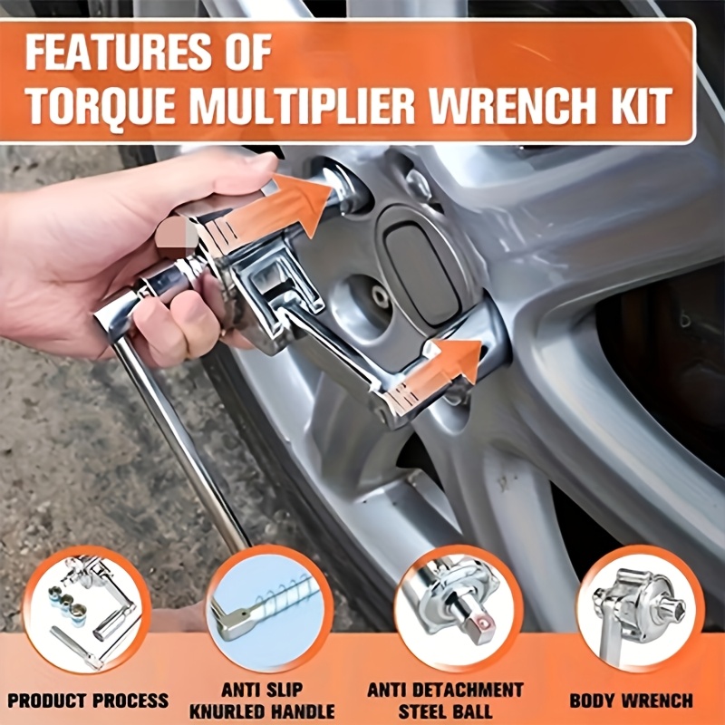 1 set torque wrench set heavy duty labor saving nut removal tool with 17mm 19mm 21mm sleeves for loosening car tire lug small cars suvs but does not fit pickups trucks or other large vehicles Product details 0