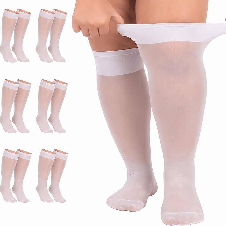 TEMU 6-pair Nylon Mid-calf Socks, Extra Large Size, Suitable For Up To 300 Lbs