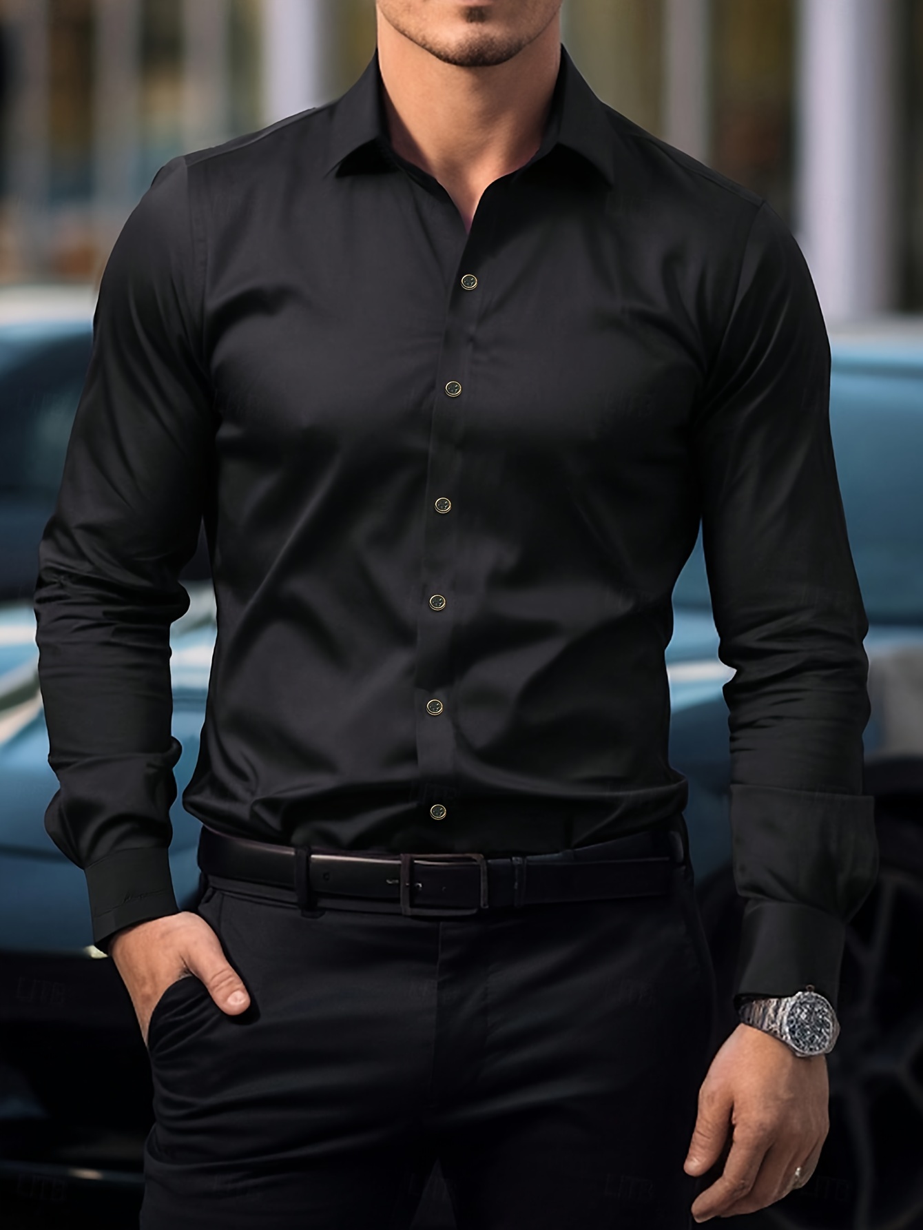 Outlets Men's Black Shirt