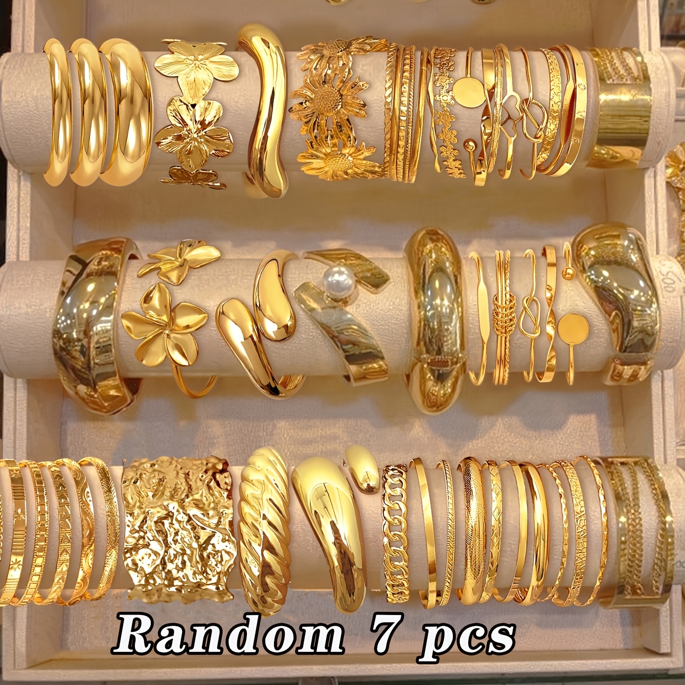 Random Stackable Bracelet Set — Floral & Geometric Designs