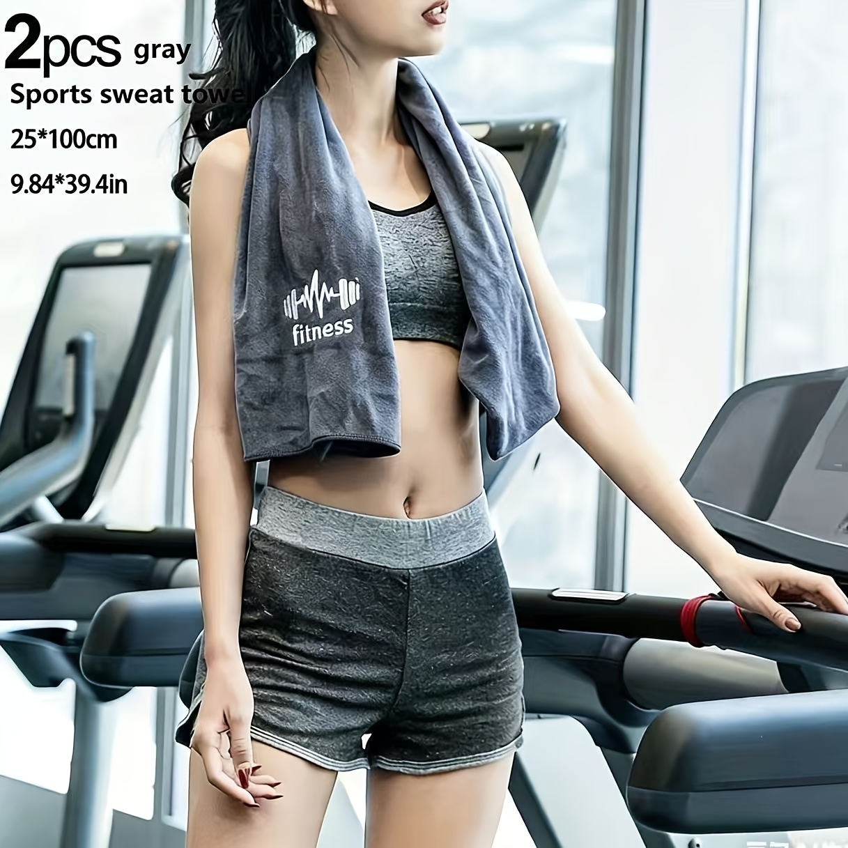 TEMU Serviettes de sport pour entraînement 25×100cm, 9.84*39.4in, serviette de sueur de gym absorbante à séchage rapide pour hommes et femmes