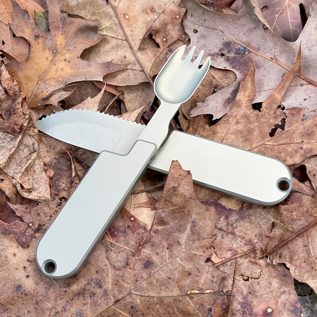 1pc   camping bbq all in one western food spoon and fork set 2 in 1 camping cutlery set reusable camping cutlery set portable cutlery backpack gear compact cutlery travel cutlery suitable for lunch hikes outdoor survival Product details 0