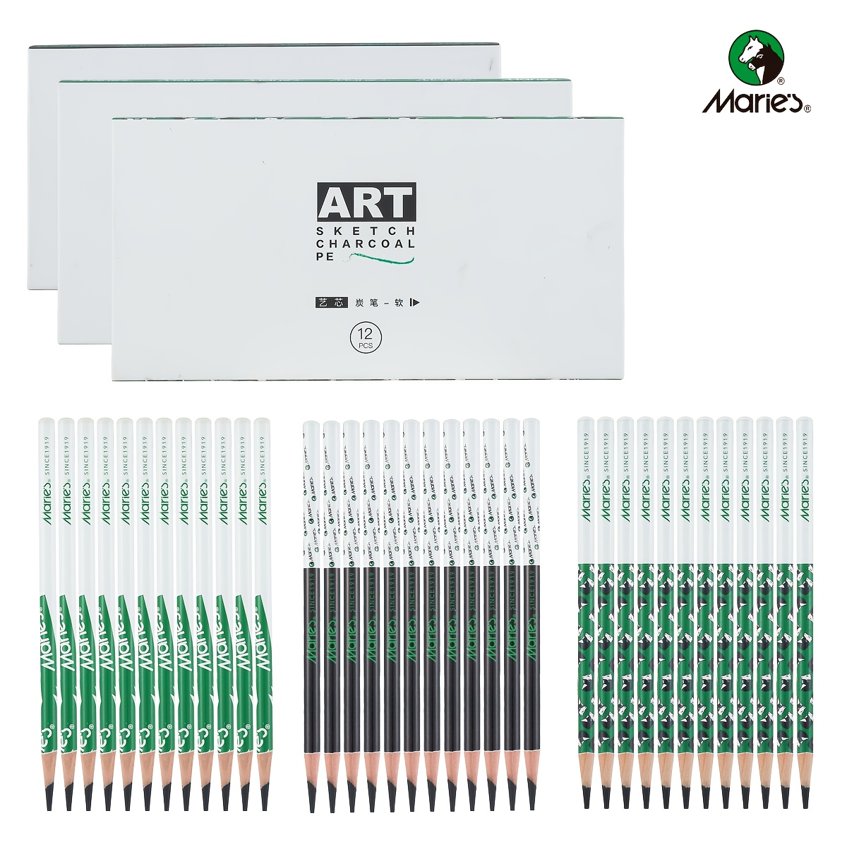 TEMU 36pcs Professional Charcoal Pencils Drawing Set Soft, Medium Hard Charcoal Pencils For Drawing, Sketching, Shading, Artist Pencils For Beginners