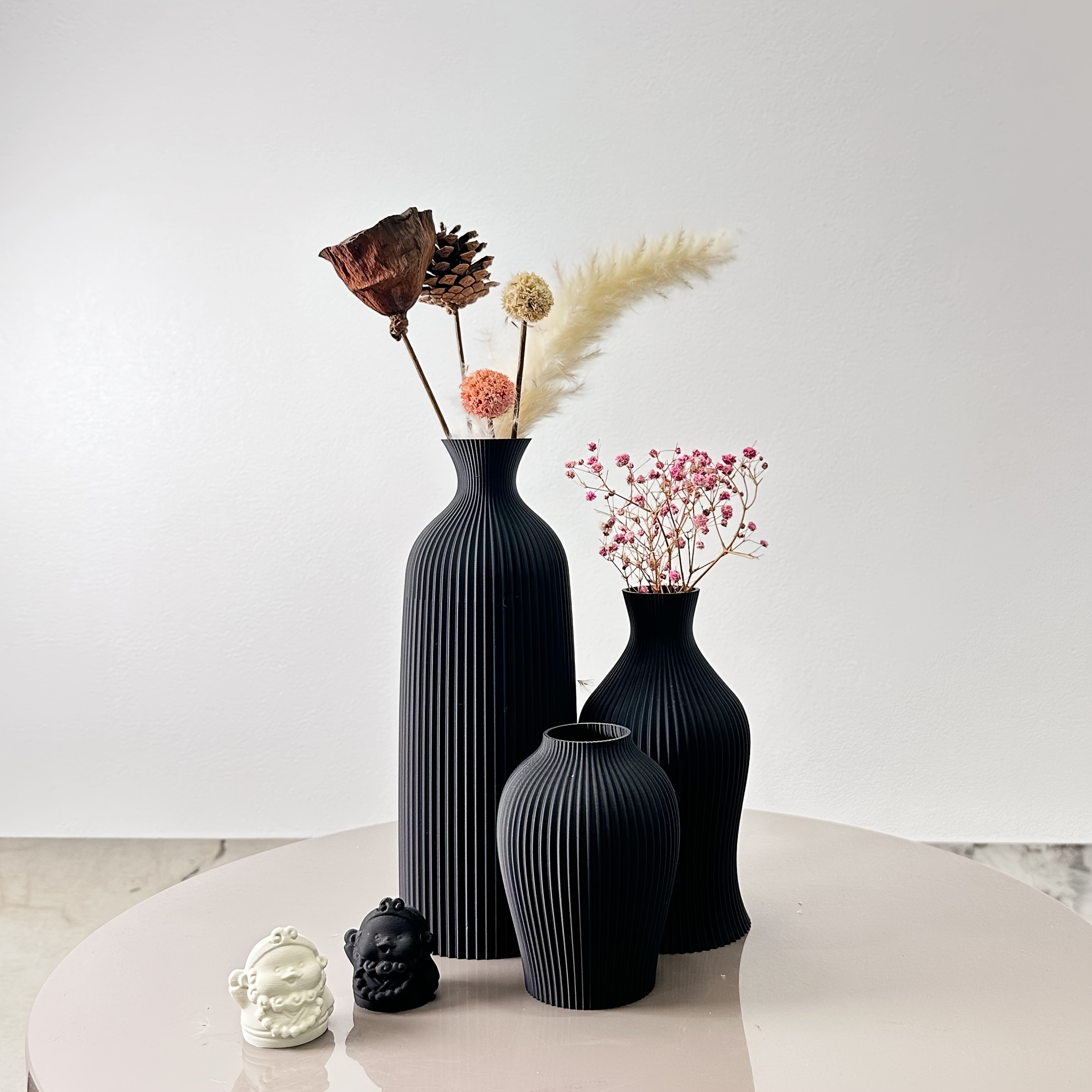Image of 3pcs Artistic Decorative Vase Set, Elegant Vase Decoration, Dried Flower Vase Ornaments, Suitable For Home Decor Ornaments, Office Vase Ornaments, Holiday Gifts