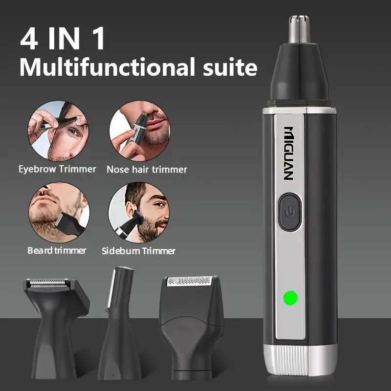 4 in 1 professional grooming kit usb rechargeable nose ear hair trimmer beard and eyebrow mens personal care tools Product details 4