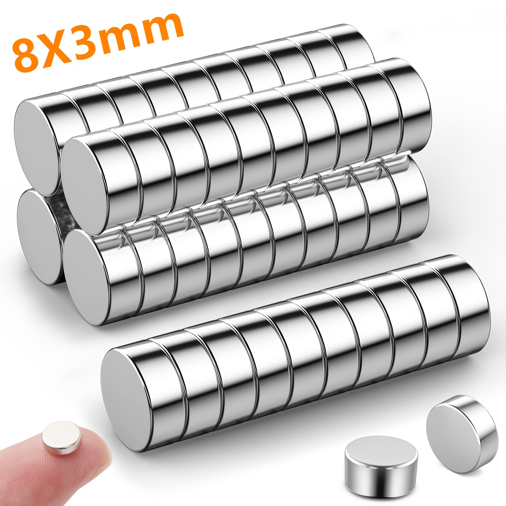 

80pcs 8x3mm Neodymium Magnets - N35 - Round Magnets For Whiteboards, Refrigerator, Office, And Map Use - Metal Construction