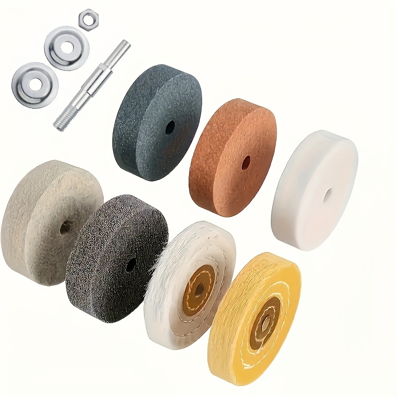 TEMU 8pcs Set Of 3-inch Grinding And Polishing Wheels For Mini Table Mills - Ideal For Sharpening, Rust Removal And Polishing Tools - The Tool Set, A