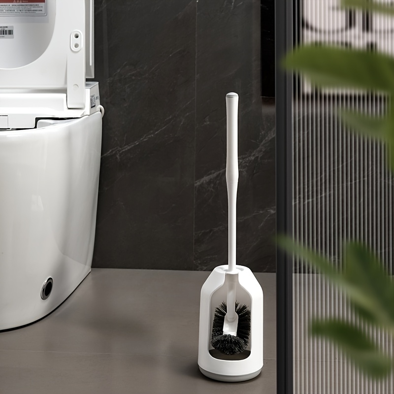 Toilet Brush And Holder Set: Bathroom Deep Cleaning Toilet Cleaner With Curved Bristles For Corner Cleaning - Hidden Rv Toilet Decoration Accessories - White