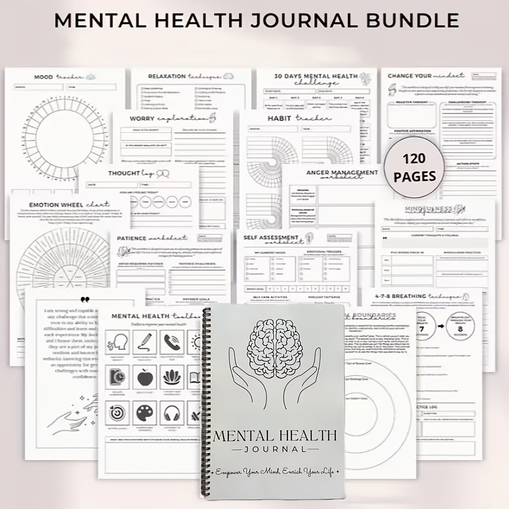 

Spiral Coil Mental Health Themed Notebook With Emotion , Anxiety And Relax Diary, Cognitive-behavioral Guide, Self-care And Relaxation Course, Guidance