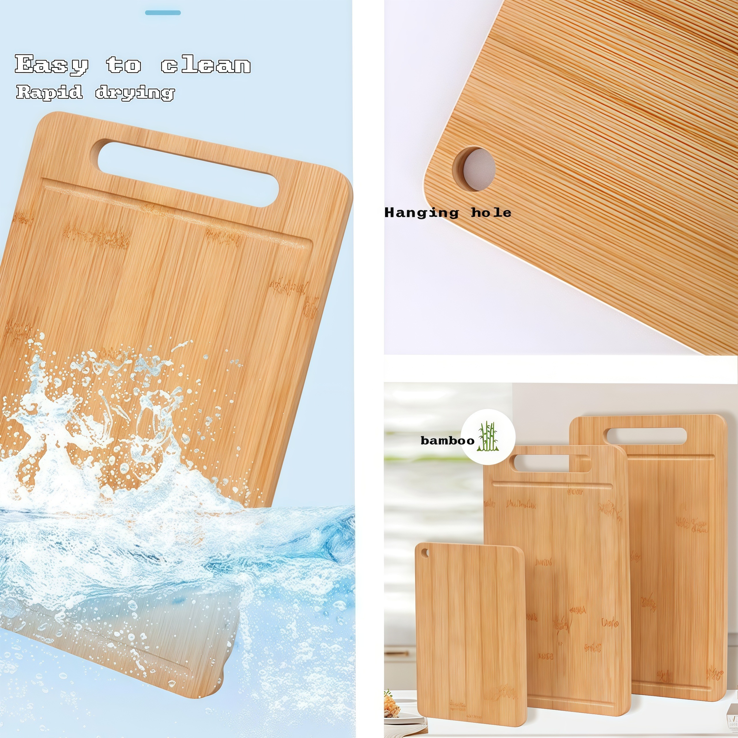 3/1pc Extra Large Kitchen Bamboo Cutting Board Set, Heavy Duty Cutting Board With Juice Grooves, Bamboo Cutting Board Set For Meat, Vegetables, Fruits. Gift For Mother'S Day. Father'S Day. Father Gift. Family And Friends. Essential Kitchen Tools.