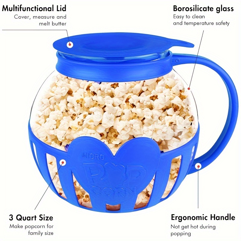 3 2 quart microwave popcorn maker with temperature   3 in 1 lid measuring cup bpa free dishwasher safe popper   details 3