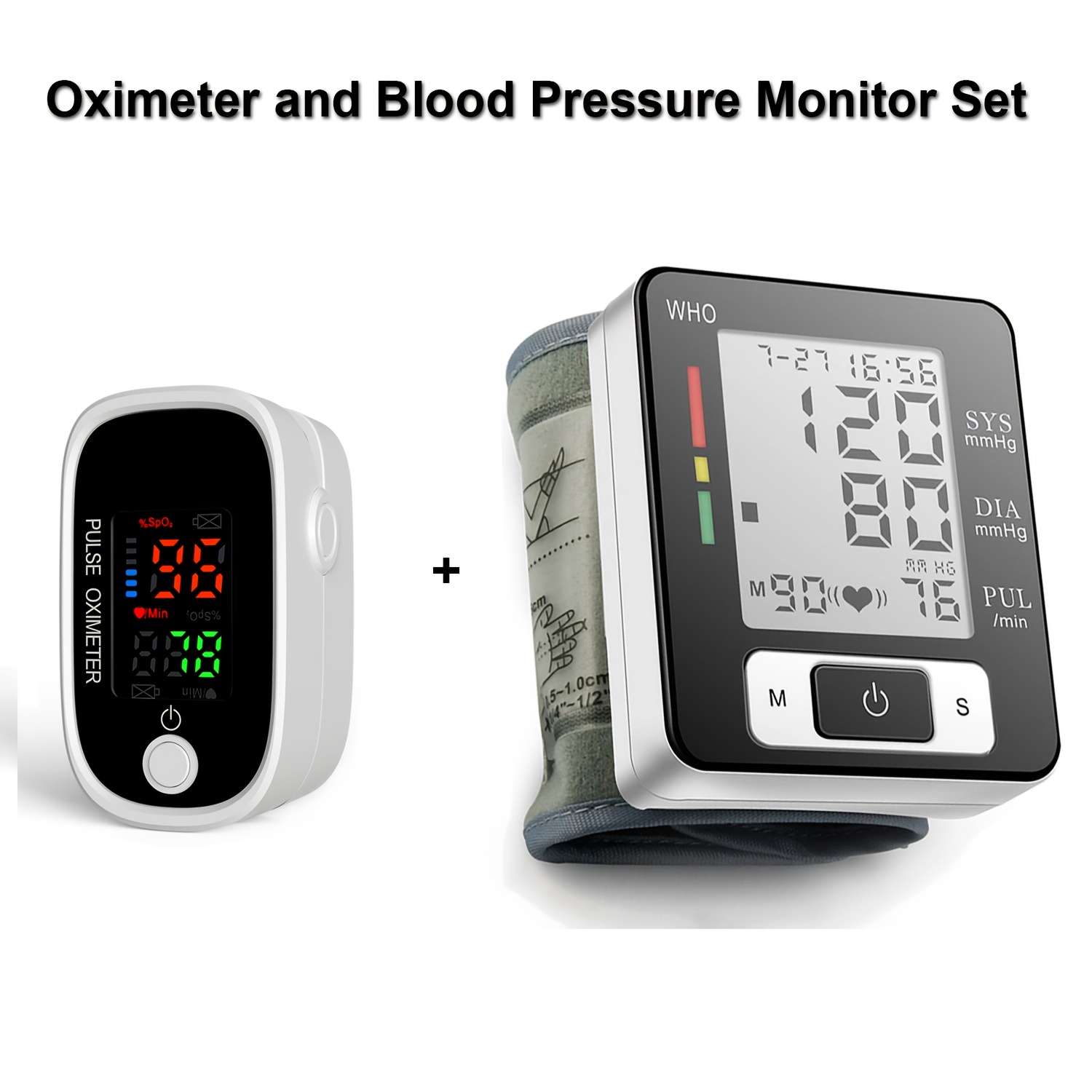 2pcs   kun automatic wrist   &   set - large lcd display, adjustable cuff, multi-user mode (99 readings per user), battery-powered, ideal for home use & fitness tracking, health monitoring,  , durable construction, without battery Product details 0