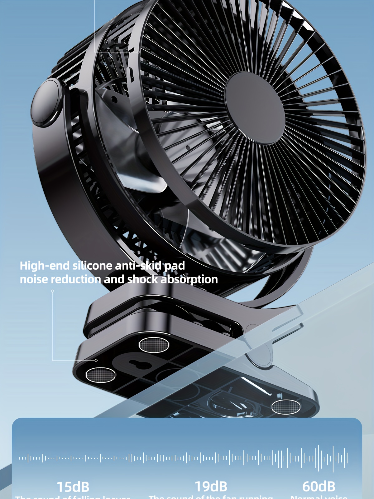 8-inch USB Charging Clip Fan Suitable for Bedroom, Dormitory, Bedside, Office, Desktop, Camping, Travel, Fishing, Can Be Clipped, Hung, Detachable, Washable, Digital Display with Five Levels of Wind Power, 10000mAh Battery with Power Bank Function