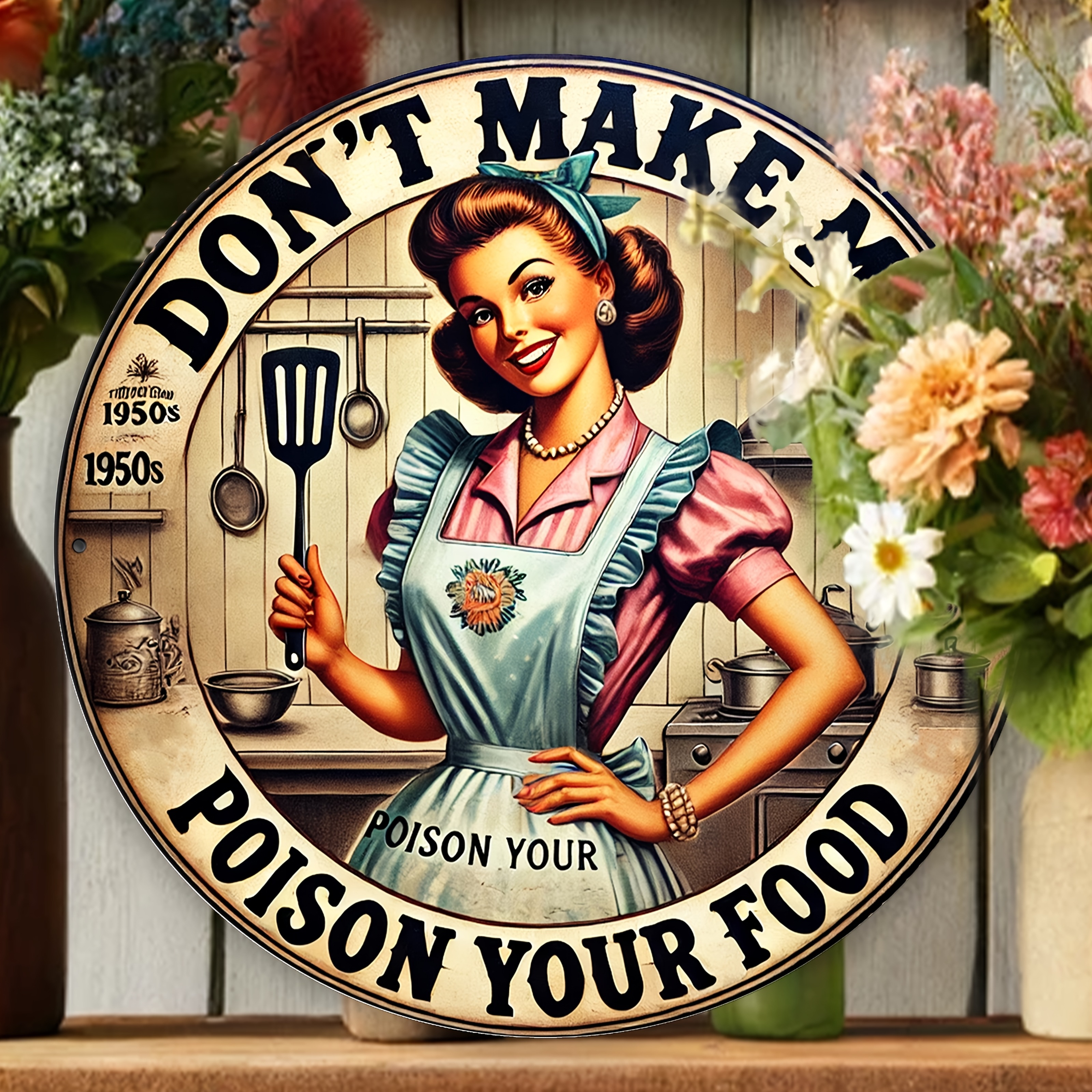 

1pc Vintage Kitchen Sign "don't Your Food" - 7.8x7.8 Inch Wood Decor Plaque With Retro 1950s For Home, Restaurant, Bar, Cafe, Garage - Bohemian Style Wall Art, Kitchen Decor