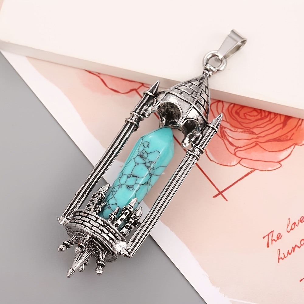 Retro Castle Natural Crystal Pendant, Gothic Style Gift