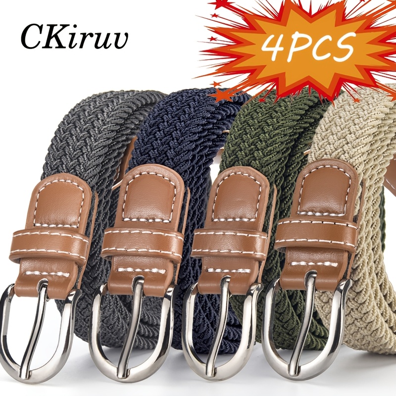 TEMU 4pcs Unisex Stretch Elastic Belts, No-hole Punch Design, For Smooth Opening/closing, High-elasticity Material Is Flexible, Breathable, And
