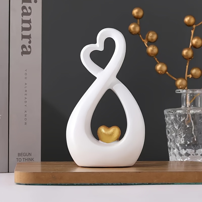 

Abstract Heart-to-heart Resin Figurine - Decorative Statue For Home, Living Room, Office, And Bookshelf - Elegant Craft Art Sculpture For Tabletop Display - No Electricity Needed