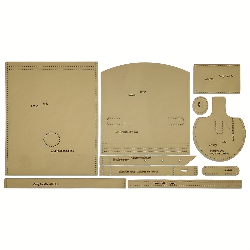 TEMU 10 Stk./Set Handgefertigte Runde Eimer Große Kapazität Schultertasche Herstellung Kraftpapier Schablone Mode Handheld Wallet Nähmuster Schablone