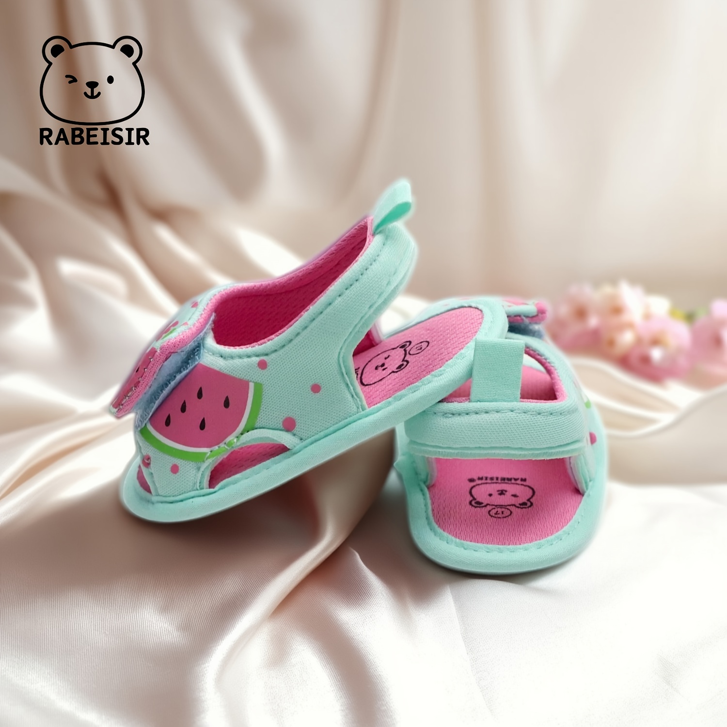 RABEISIR Adorable Mermaid & Watermelon Baby Walker Sandals - Breathable, Non-Slip Soft Sole Shoes with Easy Hook-and-loop Fastener Strap - Perfect for Spring/Summer Daily Wear & Vacation Outfits, Toddler Sandals