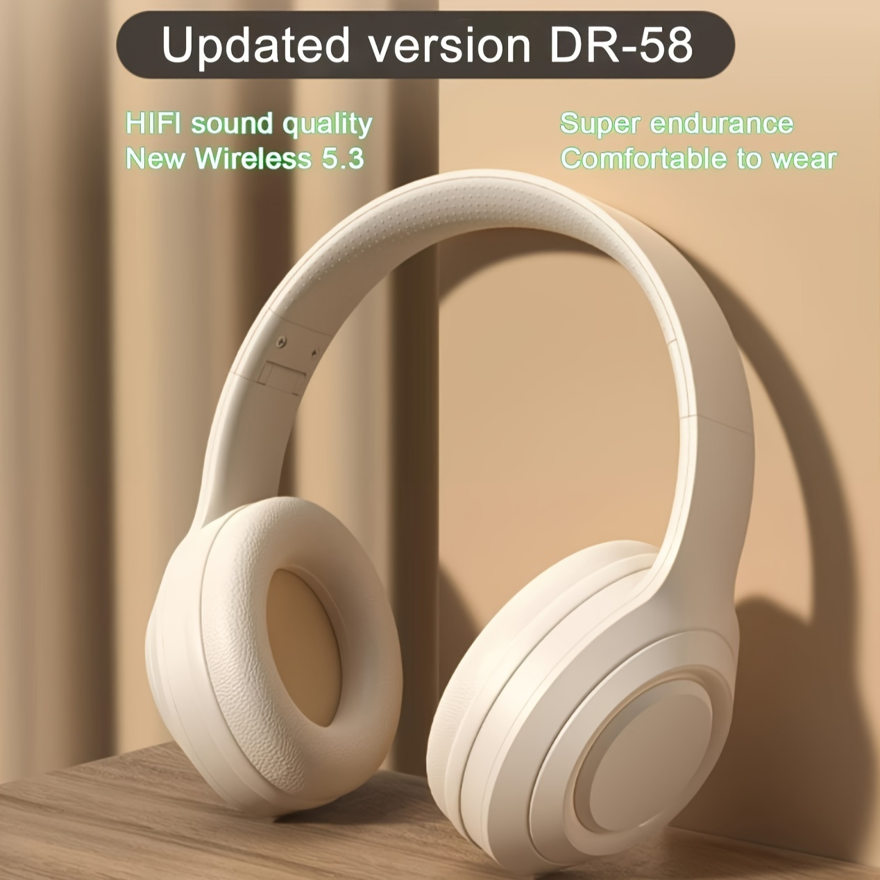 

Upgraded Dr-58 Wireless Headset, Hifi Sound, Soft Protein Ear Muffs, Built-in Microphone, Button Control, Rechargeable Battery, Exercise, Compatible With Mobile Phones, Suitable For Adults