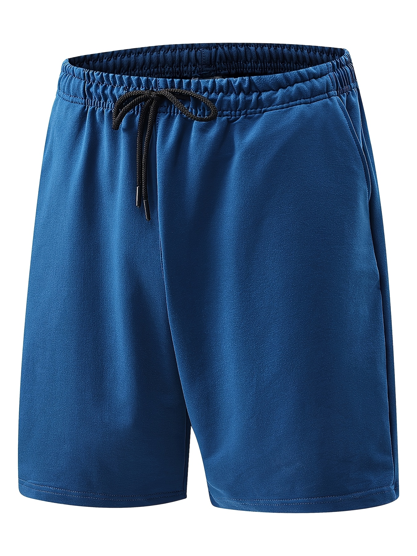 QPNGRP Men's Casual Shorts - Stretch Cotton, Drawstring Waist, Zipper Pockets, Light Blue