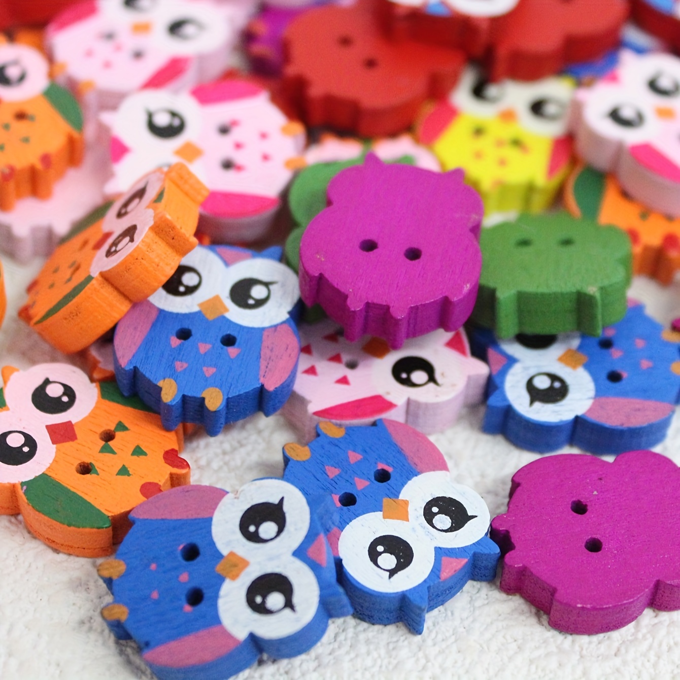 20pcs/pack Colorful Owl Wood Buttons Craft Buttons For Stickers Jewelry Mixed Pack Creative Decoration Buttons