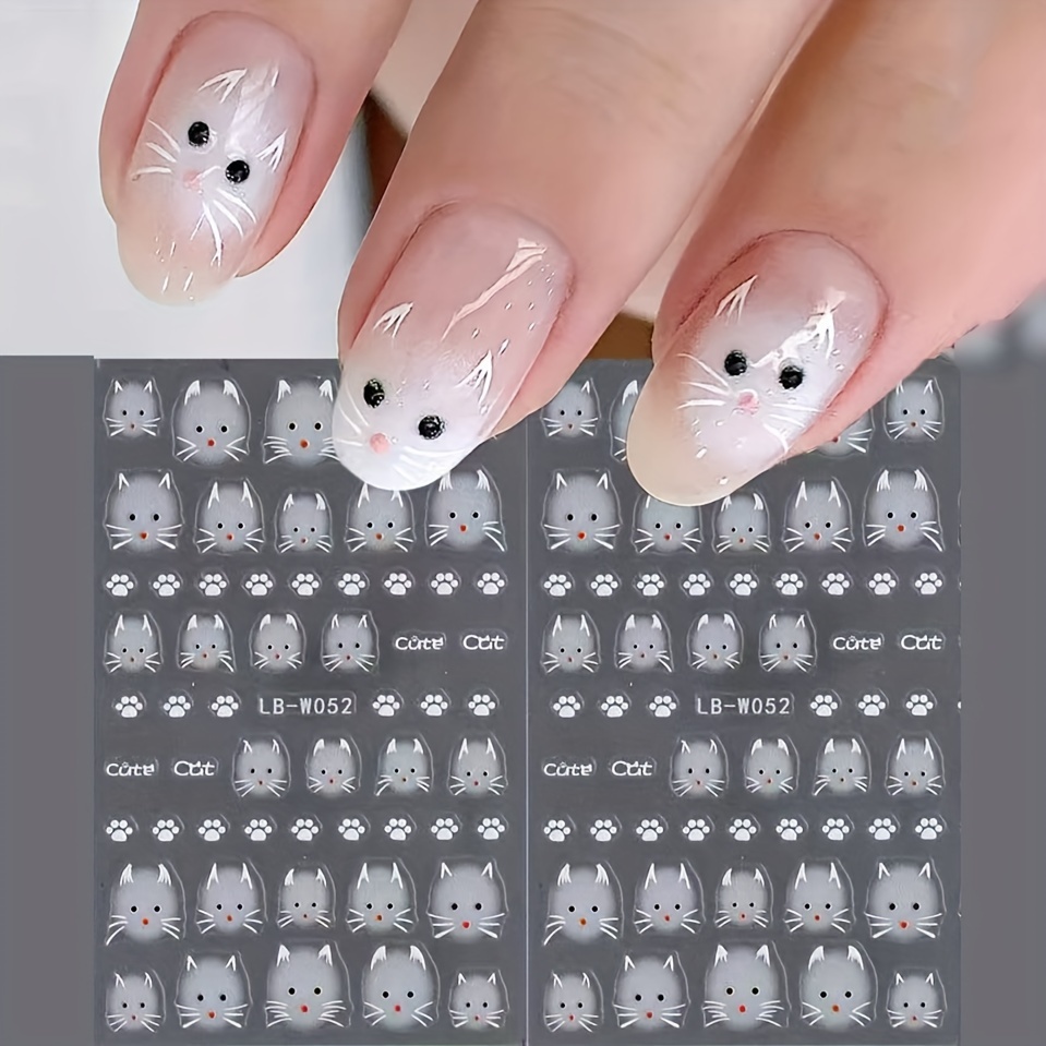 

2-pack Nail Decals, Animal Theme, Plastic Self-adhesive Nail Art, Embroidered , Single-use Oblong Emblems For Manicure, Diy Korean Y2k Nail Embellishments