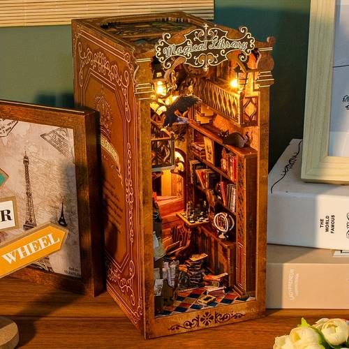 wooden 3d up dollhouse set handcrafted miniature room model house for home decoration bookshelf display birthday gift holiday present no battery required