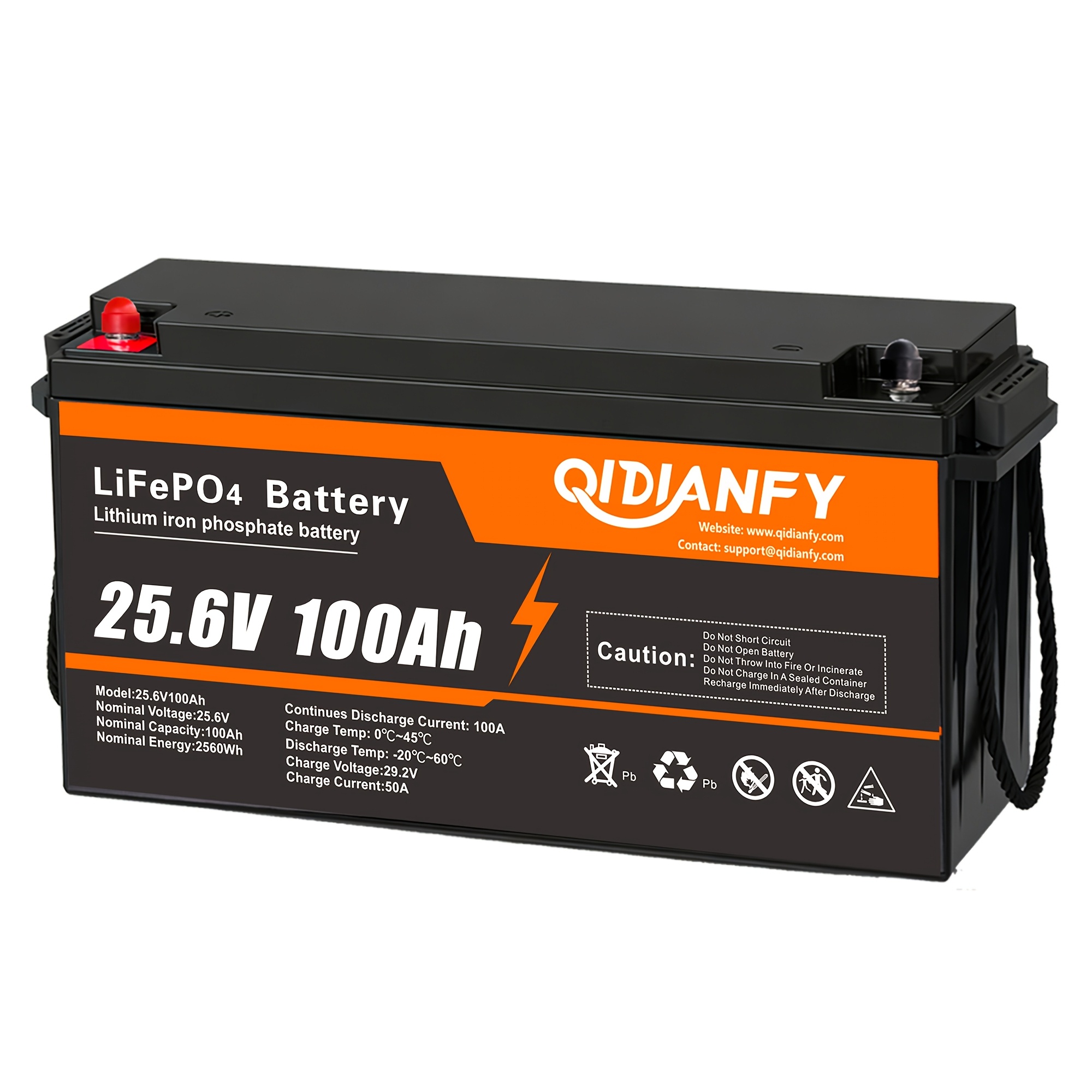TEMU 1/2pcs 24v 100ah Lifepo4 Lithium Battery, Low-temp Protection, Built-in 100a Bms, 10000+ Deep Cycles For Trolling Motors, Rvs, Marine, Off-grid