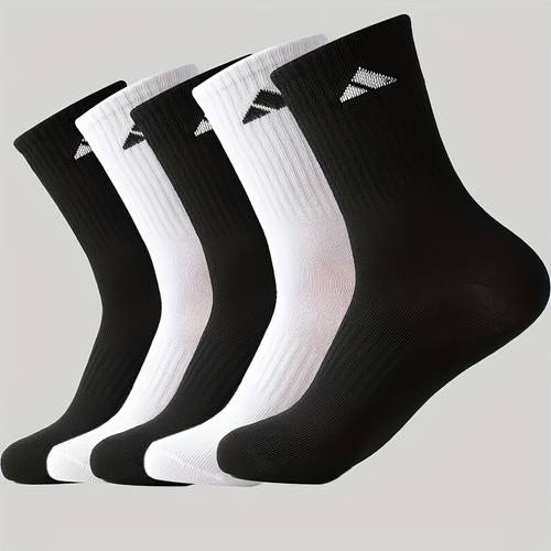 10 peças (5 ) de meias masculinas de , meias esportivas de cós , meias de de cor , meias unissex versáteis para estilo outono/inverno,para atividades físicas no verão
