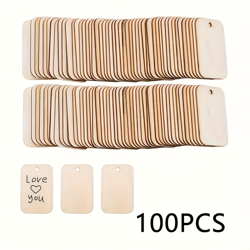 Image of 20/40/50/100pcs, Square Wooden Pieces, Two-inch Wooden Craft Discs, Wooden Blank Hollow Decorations For Diy Crafts, Party Decorations, And Gift Embellishments
