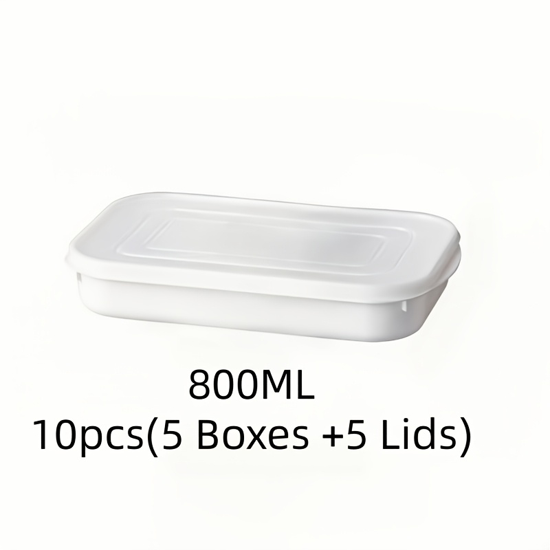TEMU 10pcs Set Food-grade Refrigerator Fresh-keeping Containers With Lids (5pcs Containers And 5pcs Lids), 800ml/28.41oz, Japanese Refrigerator