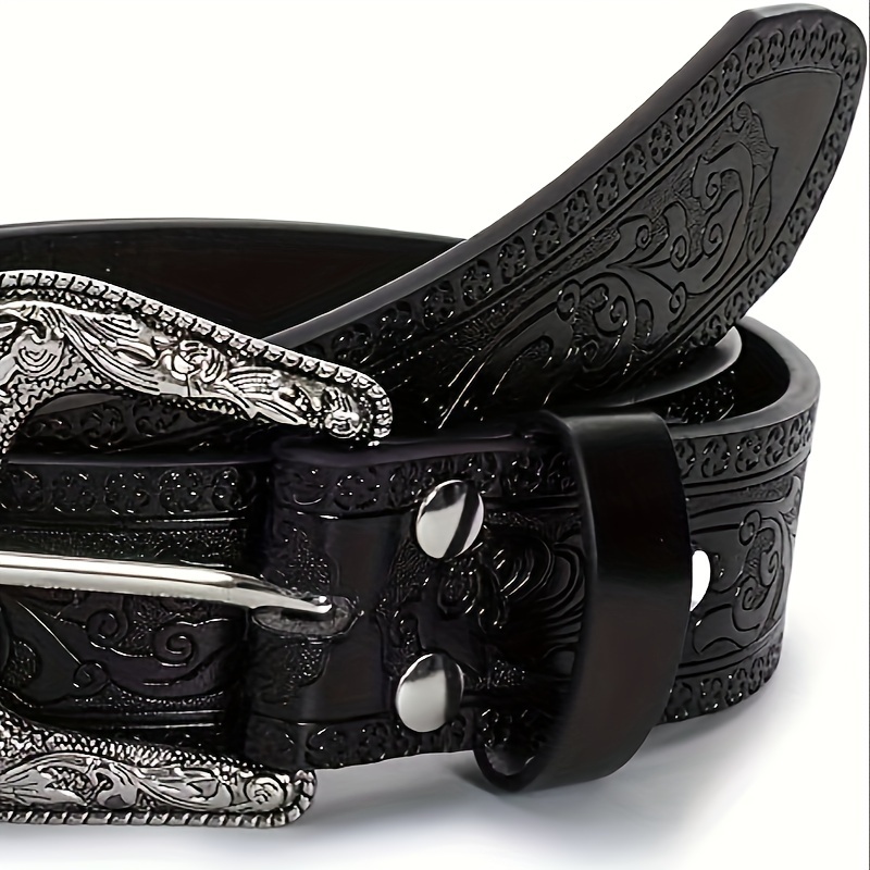 TEMU Cinturón de PU estilo vaquero para hombre, cinturón versátil de moda vintage y estilo hip-hop