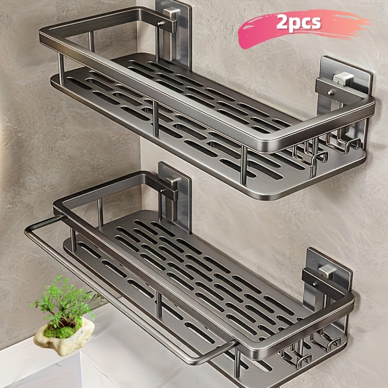 

2pcs Wall-mounted Shower Caddy Set, Rust-resistant Polished Metal Bathroom Organizer, For Shampoo, Conditioner, And Products