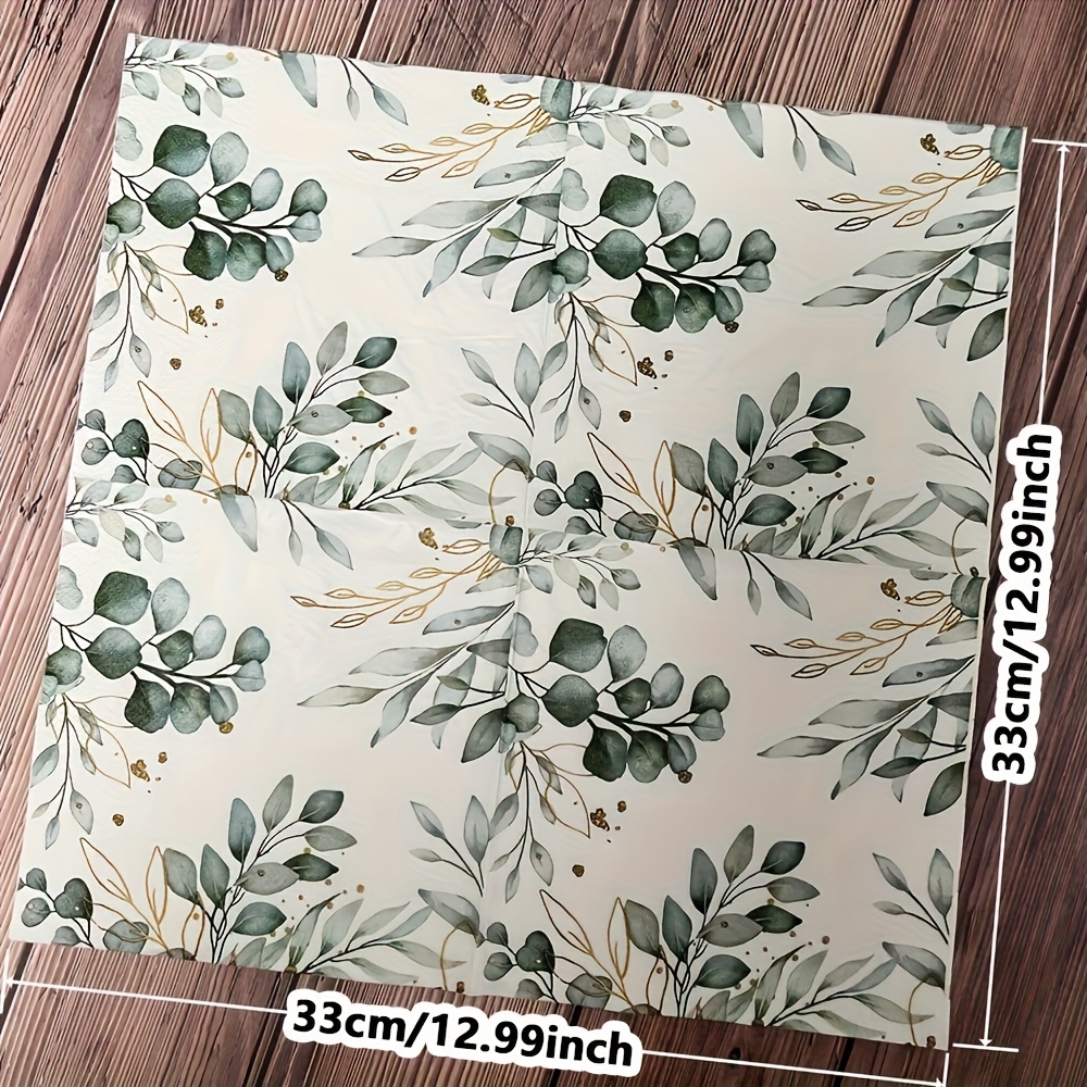 20pcs Per Pack Of Eucalyptus Leaves Disposable Napkins For Halloween、christmas