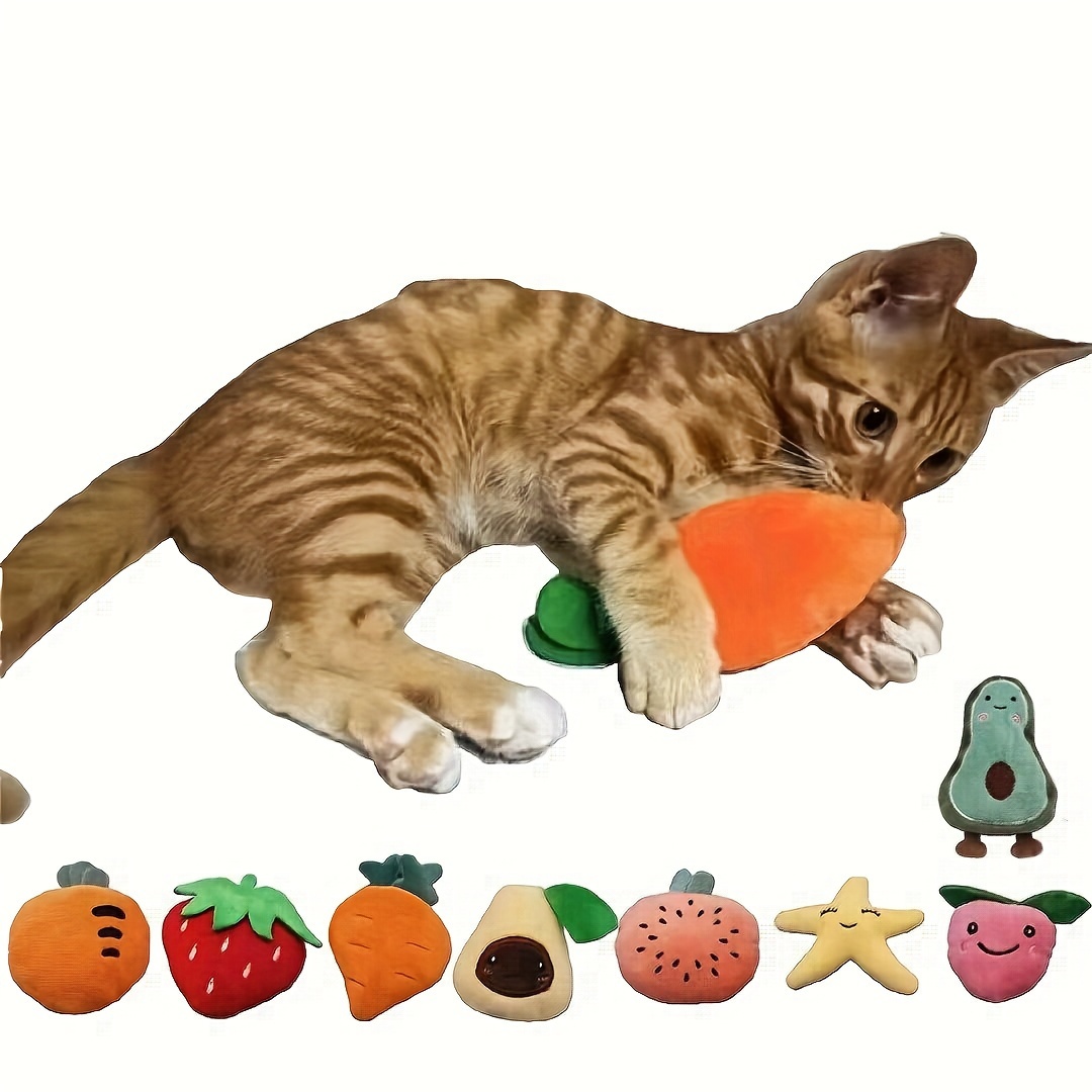 

5pcs Cat Plush Toys, Bite Resistant Cat Bite Toy Kitten Teaser Toys, Assorted Varieties