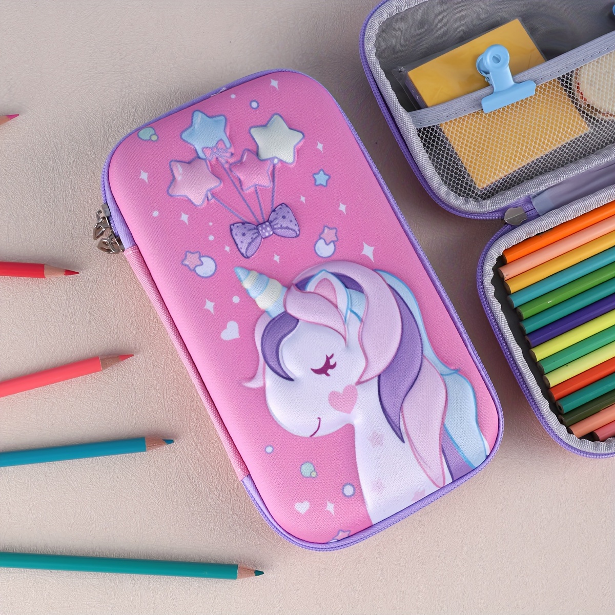 

Imaginative , Large Capacity Unicorn Pencil Case With 3d - , Multifunctional Stationery Box For School & Office Supplies - Perfect Back To School Gift