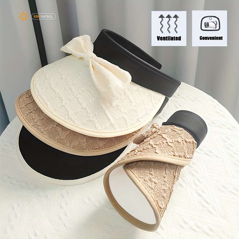 Large Brim Outdoor Empty Top Hat Bow Decor Sun Protection - Temu