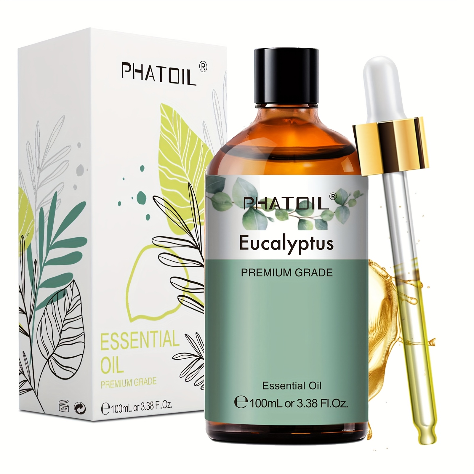 Phatoil 1pc 100ml/3.38fl.oz Eucalyptus Essential Oils For Diffusers Humidifiers Candle Making