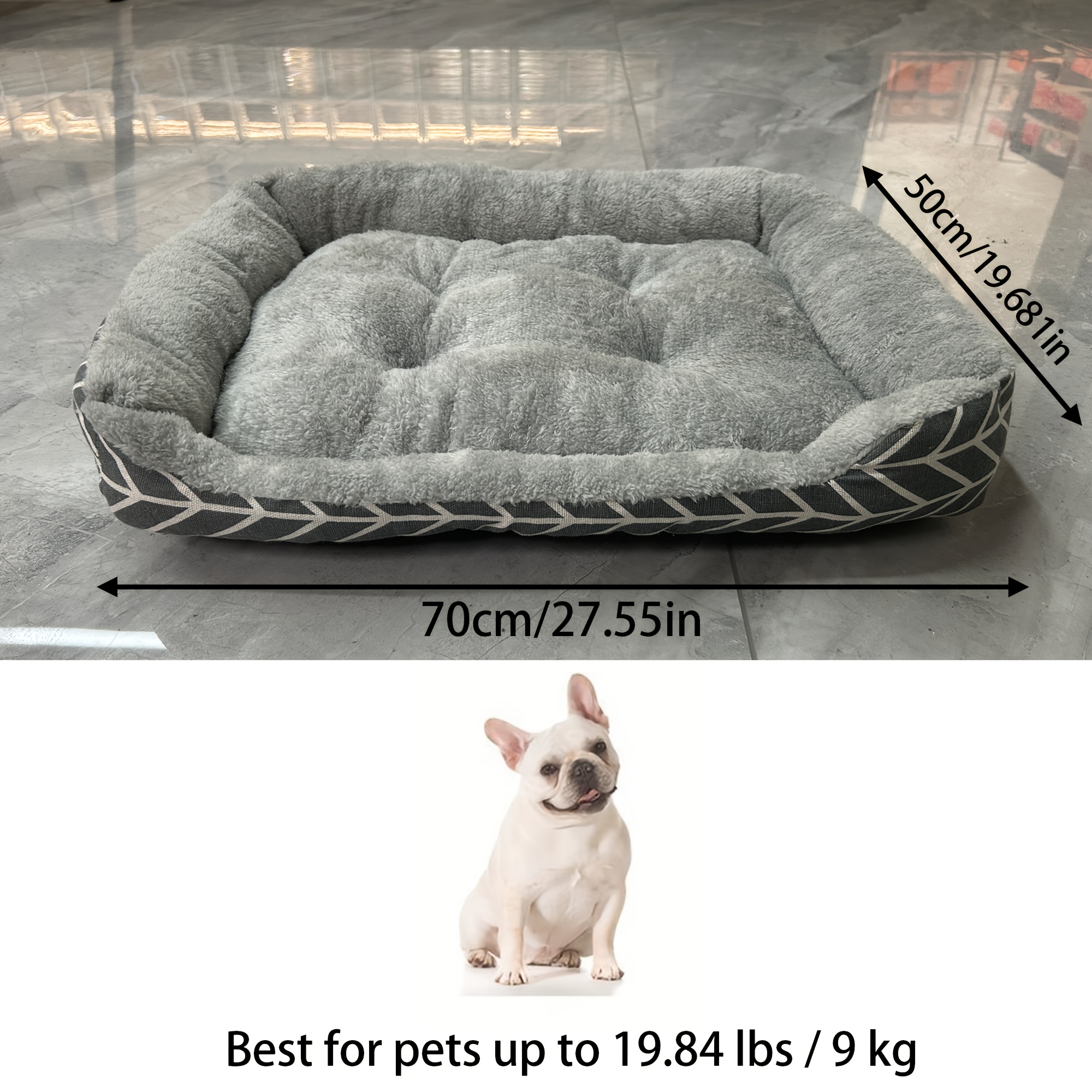 TEMU For Winter Pet Bed, Square Cushioned Bed, Style Pet Nest, Unassembled Plush Dog Bed - Durable, Washable, Thick , Suitable For Large To Small