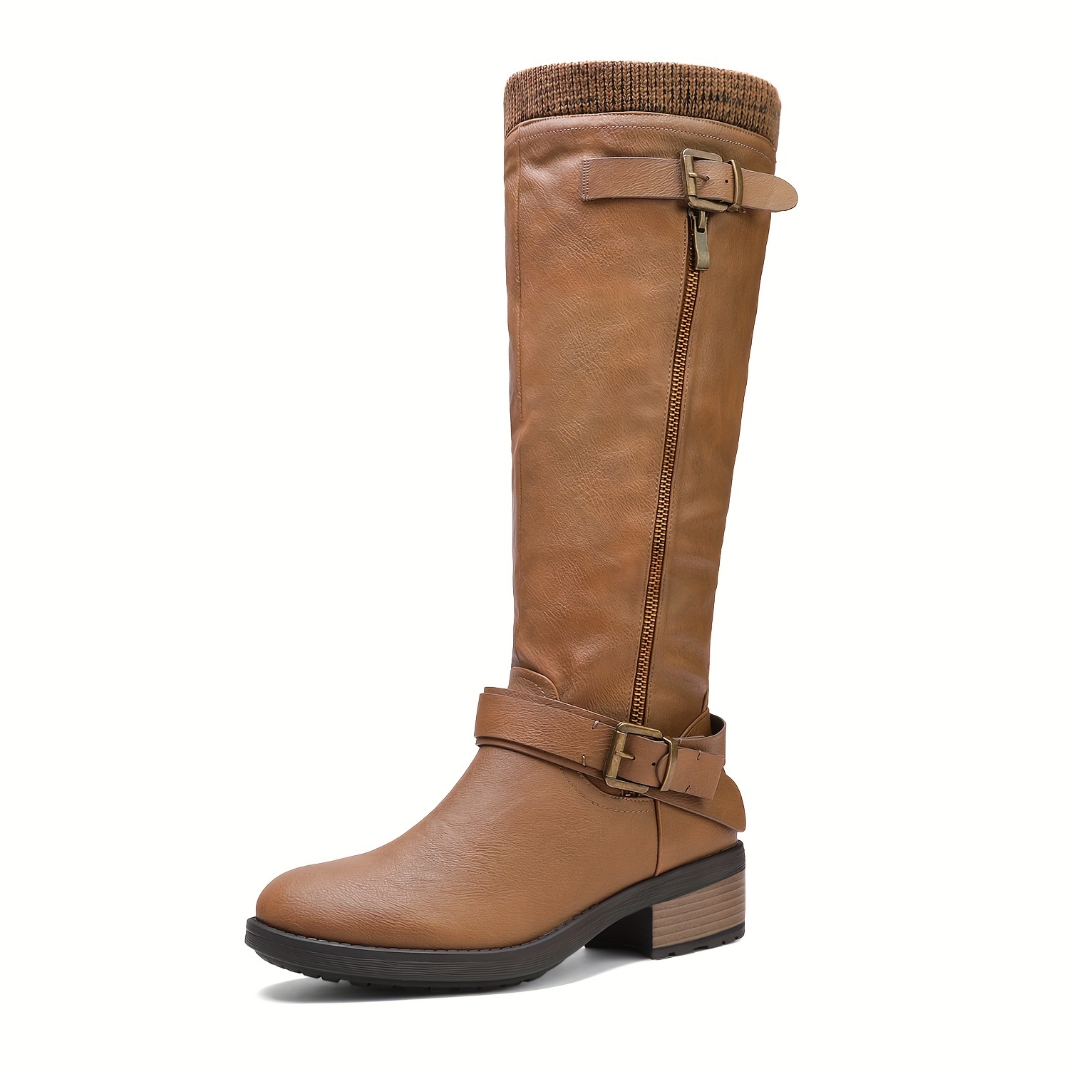 Knee High Boots Women Wide Calves Featuring A Low Stacked