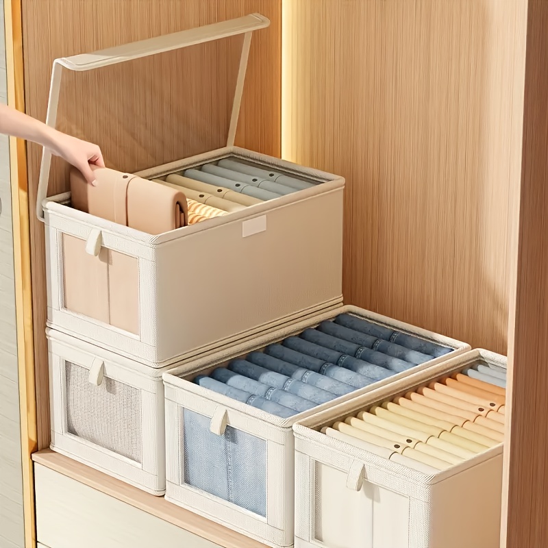 

Vintage-inspired Large Canvas Storage Box With Clear Window - , Foldable Clothes Organizer With Lid For Home Use,