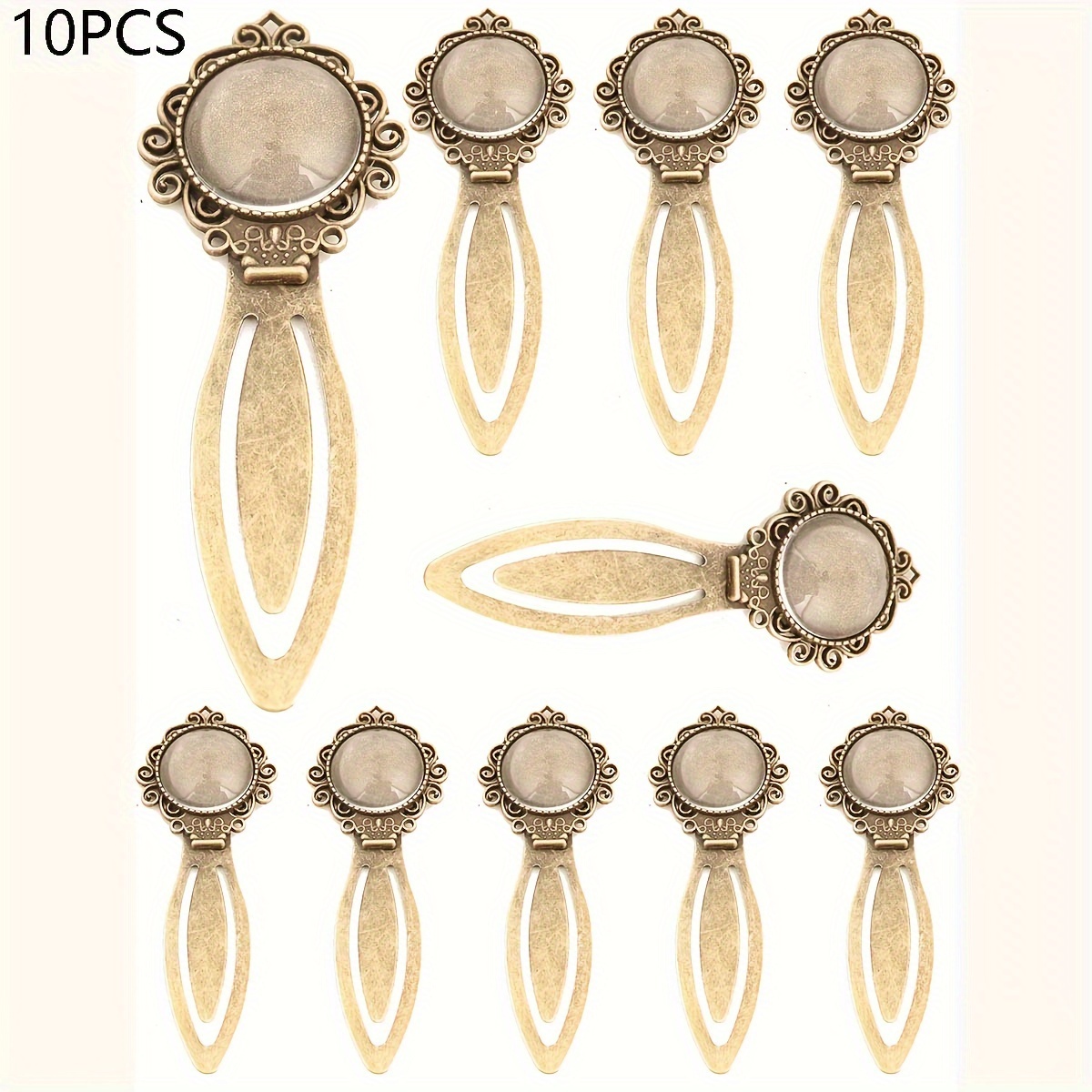E-shop 10 Sets mit verschiedenen Stilen, optionales Legierungsmaterial, 2CM runde, retro, exquisite, personalisierte Lesezeichenbasis, Geschenk zum