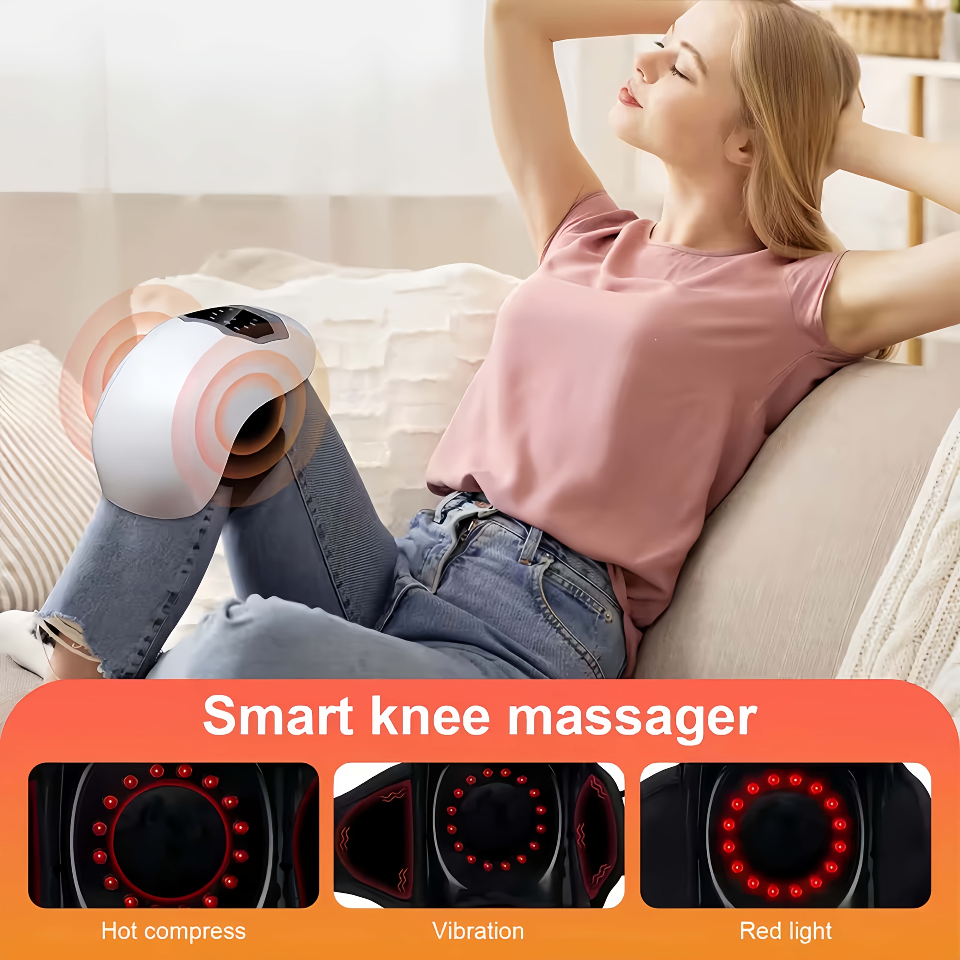 Adjustable Knee Electric Massager with Thermal Compression And Vibration, Suitable for The Elderly And Middle-aged Users, Providing Gentle Heat And Massage, Travel Home Gifts | Leg, Vibration Massager | Leg Massage Compressor | Calf Massager