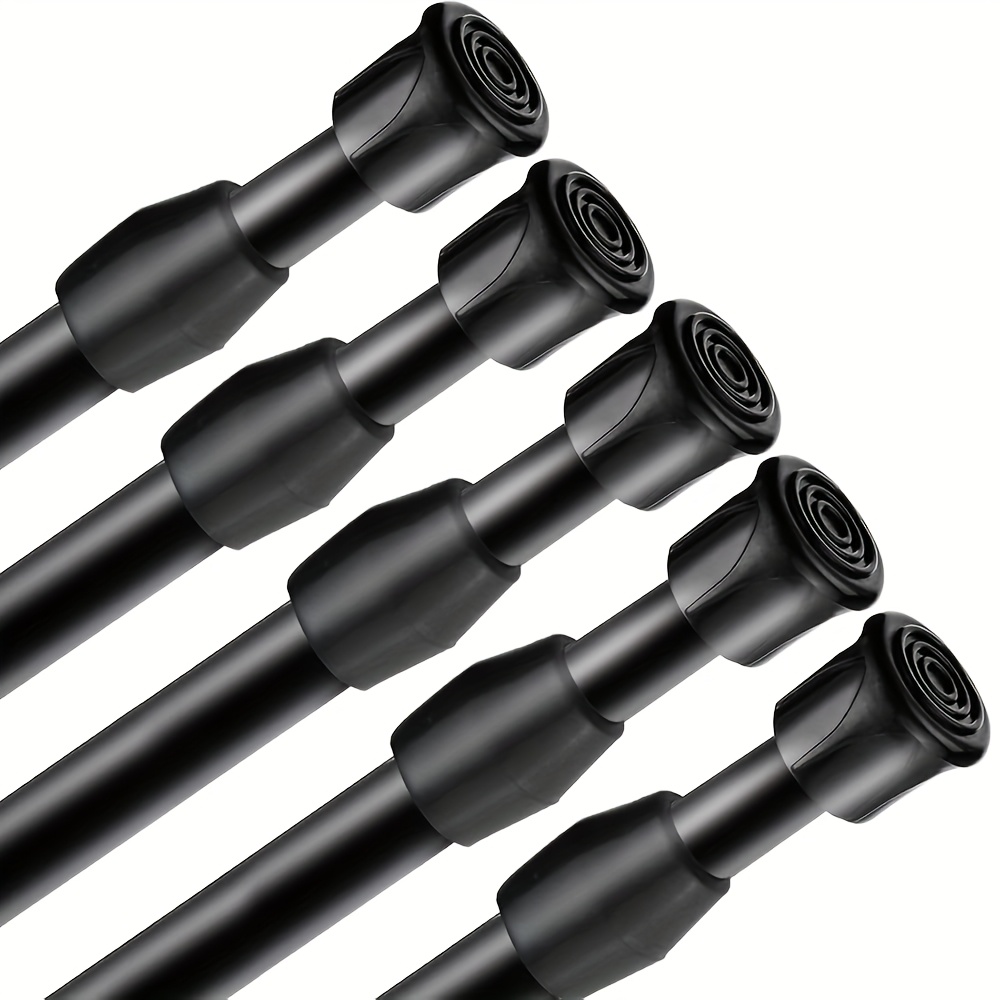 TEMU 5pcs Spring Tension Rods For Windows 28 To 48 Inch Adjustable White Tension Curtain Rods No Drilling Small Spring Loaded Curtain Rods For Closet
