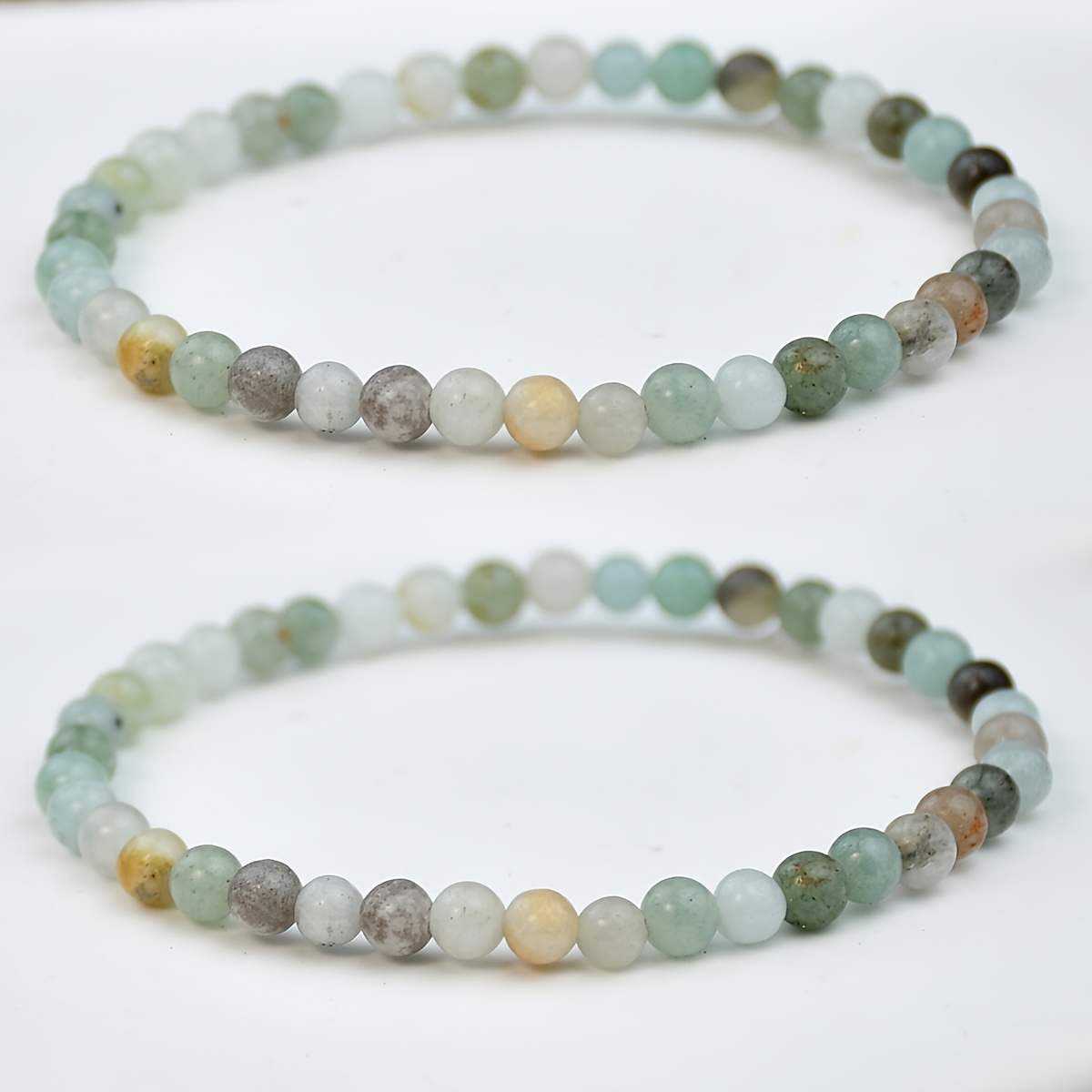 TEMU 2pcs Bracelet en Amazonite 4mm Style Bohème Homme Femme Bracelet en Naturelle Jupe d'Été Plage Bijoux Main Cadeau