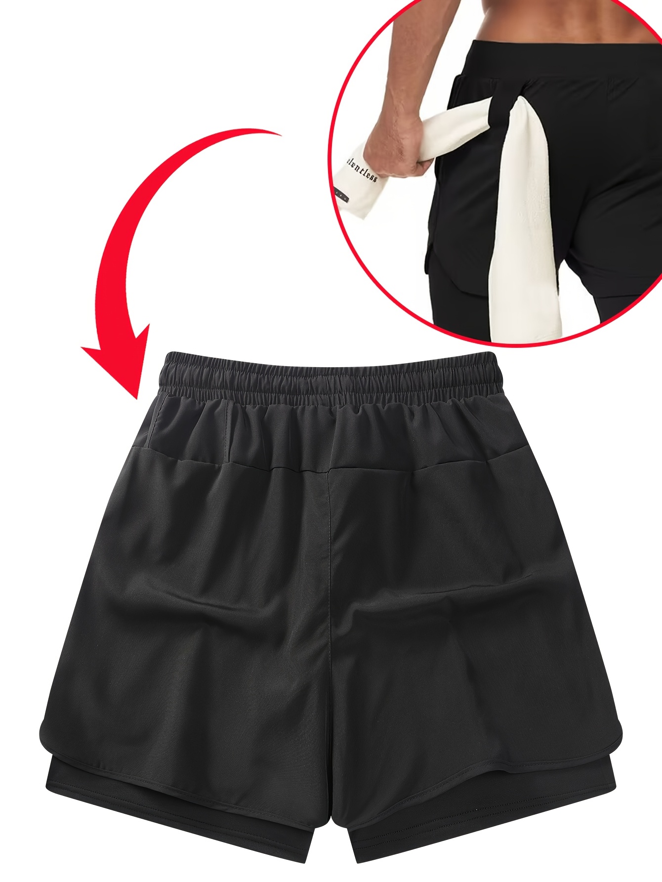2pcs mens running shorts 2 in 1 look lined double layer - Temu